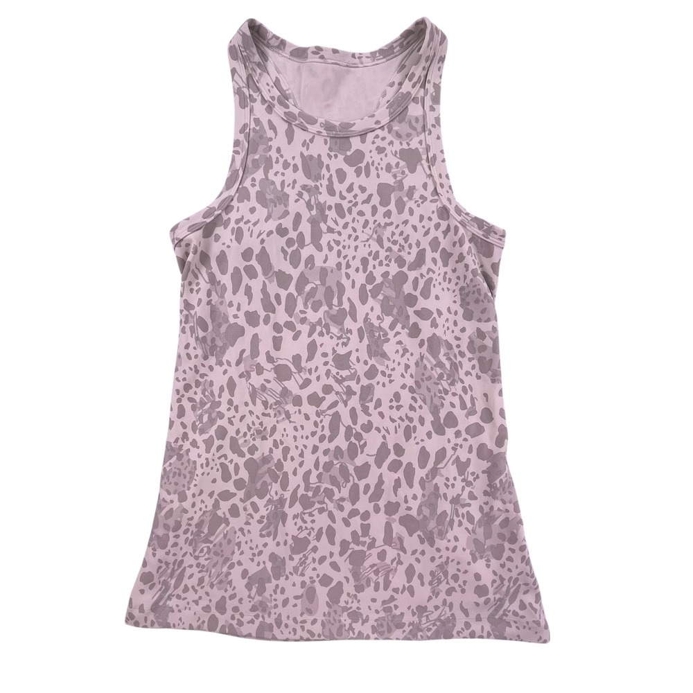 Lululemon Cool Racerback Tank Top White & grey Leopard Animal Print Size 6